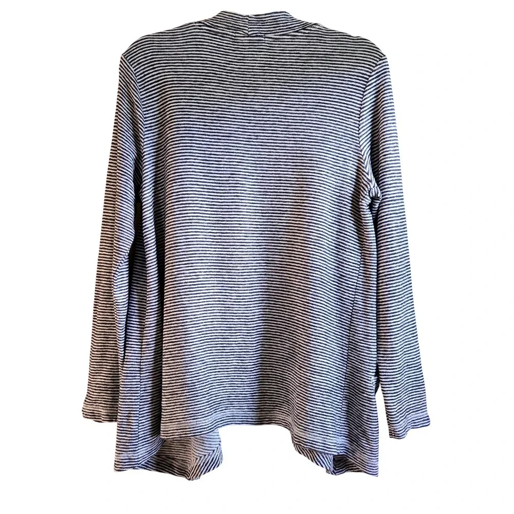 Habitat, Womens S  Blue White Striped‎ Cotton Open Front Cardigan, Beach Pockets